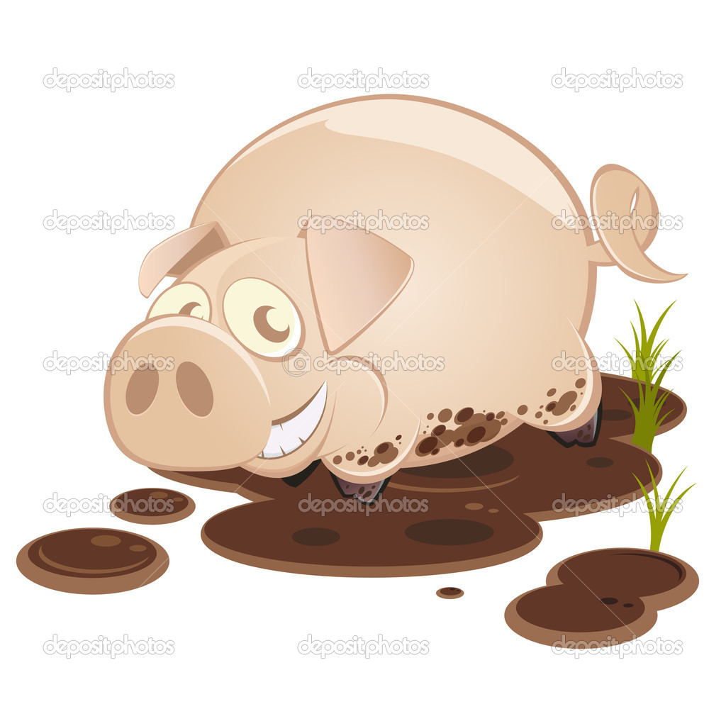 Funny Cartoon Pig In Mud   Stock Vector   Shockfactor De  11998730
