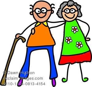 Happy Elderly Couple Huddled Together