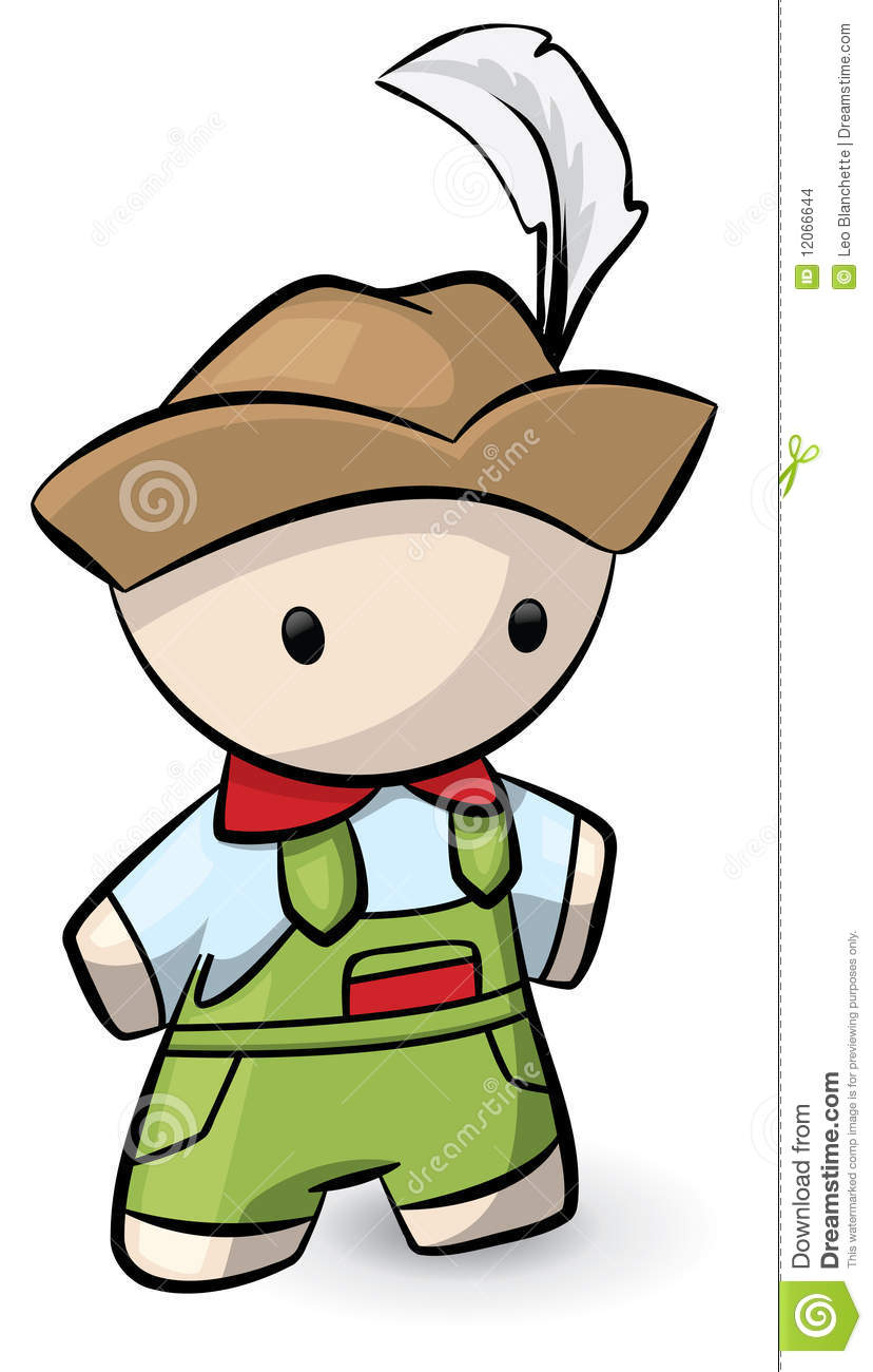 Illustration Of Funny German Person In Traditional Lederhosen With