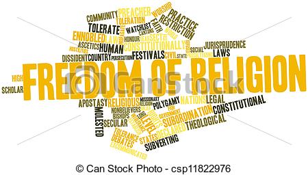 Illustrations Of Word Cloud For Freedom Of Religion   Abstract Word