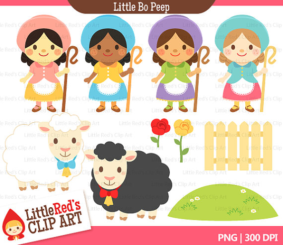 Little Bo Peep Clip Art And Black Lineart   For Personal And    