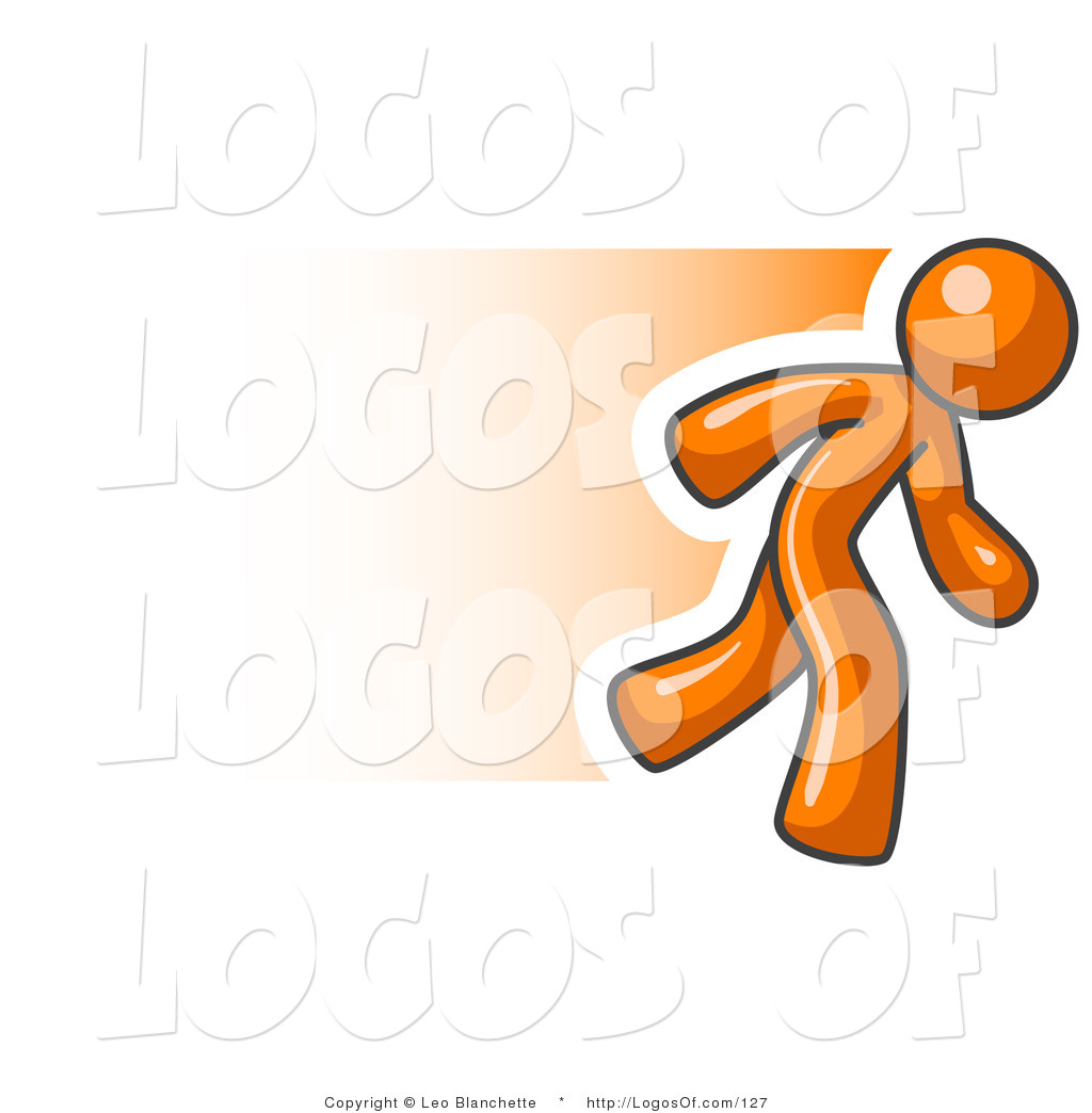 Logo Vector Of A Running Orange Man By Leo    