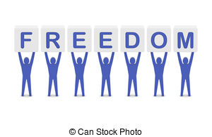 Men Holding The Word Freedom  Clipart