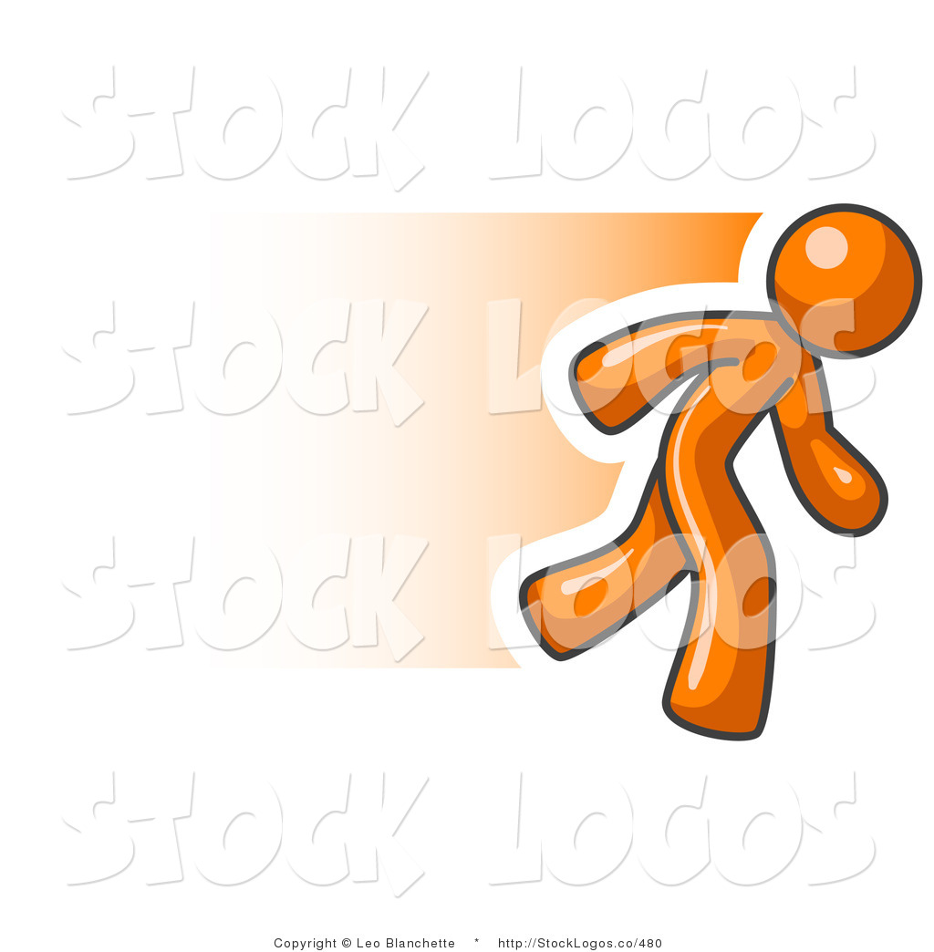 Orange Business Man Running Quickly Logo    