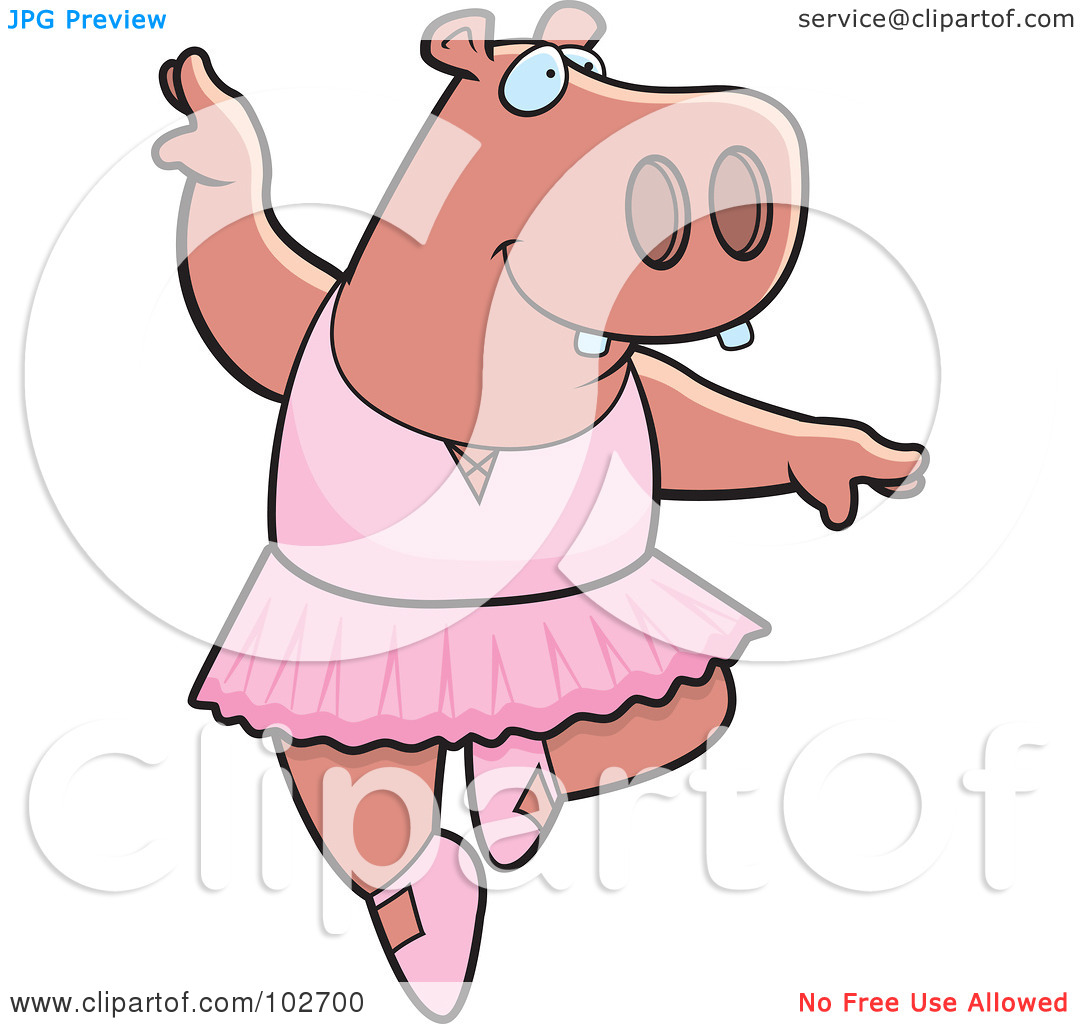 Royalty Free  Rf  Clipart Illustration Of A Dancing Hippo Ballerina By