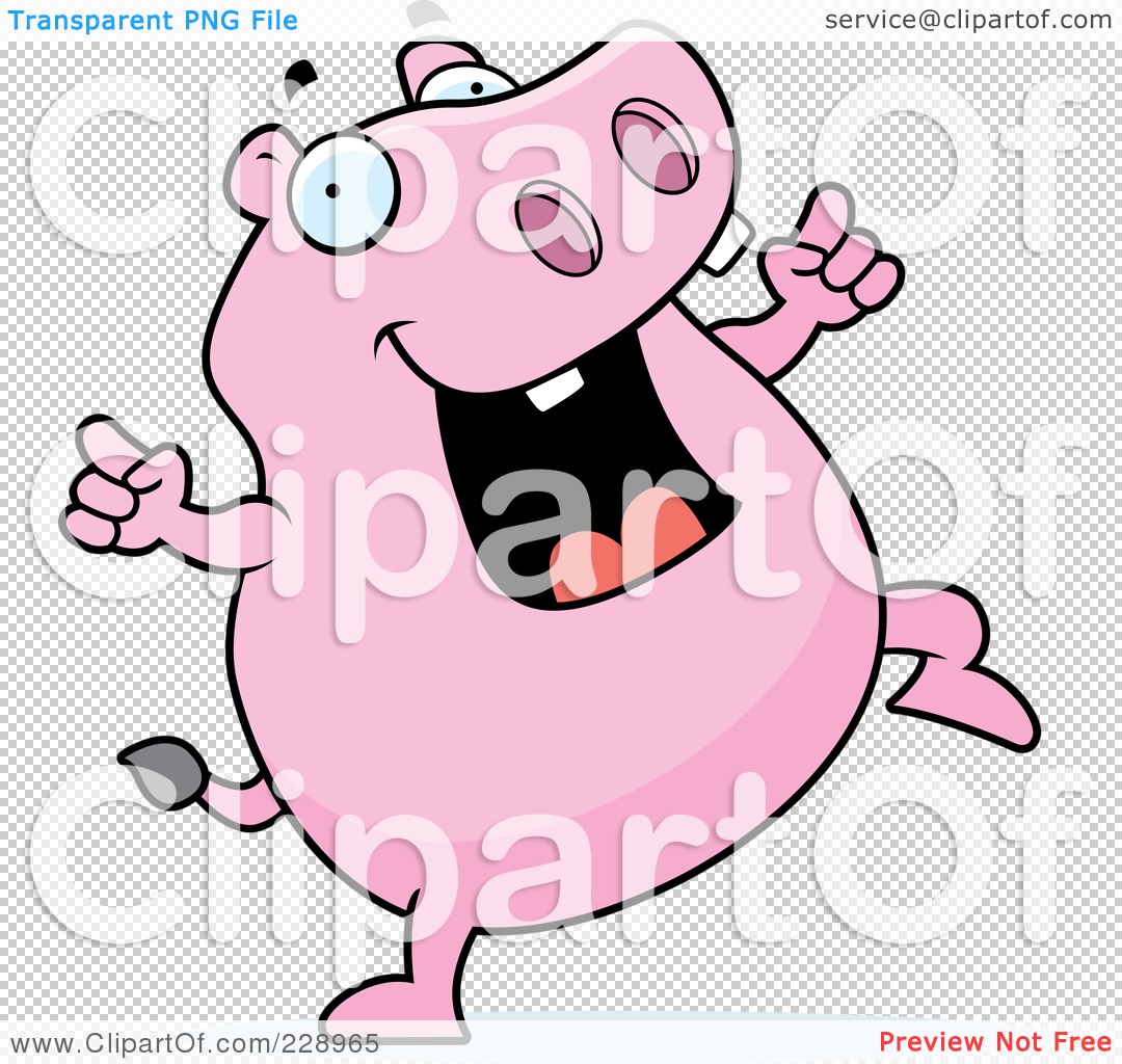 Royalty Free  Rf  Clipart Illustration Of A Pink Hippo Dancing By Cory