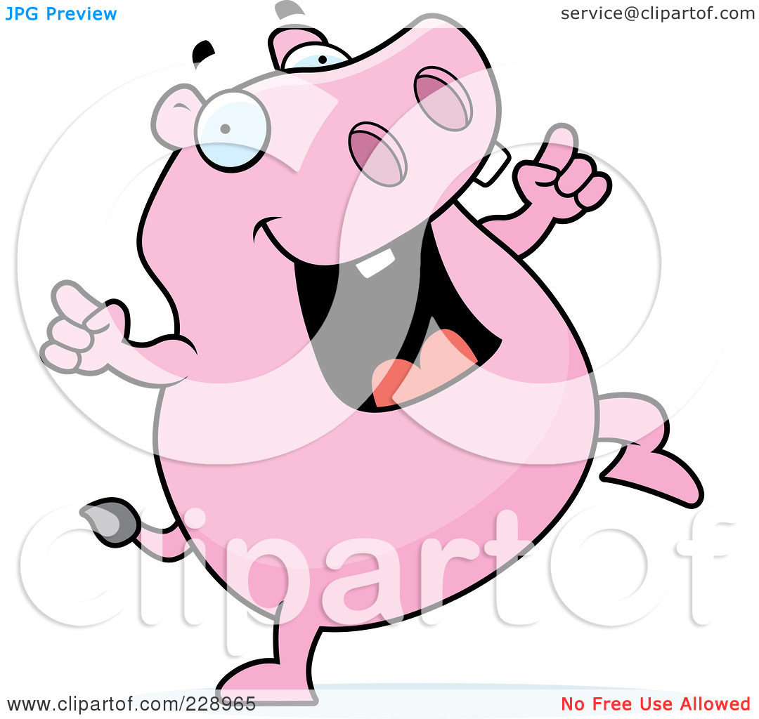 Royalty Free  Rf  Clipart Illustration Of A Pink Hippo Dancing By Cory