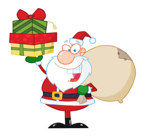 Santa Cartoon Clipart Image  Cartoon Santa Claus With His Sack Of Toys    