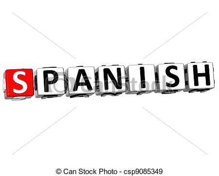 Stock Illustration   3d Spanish Language Crossword On White Background