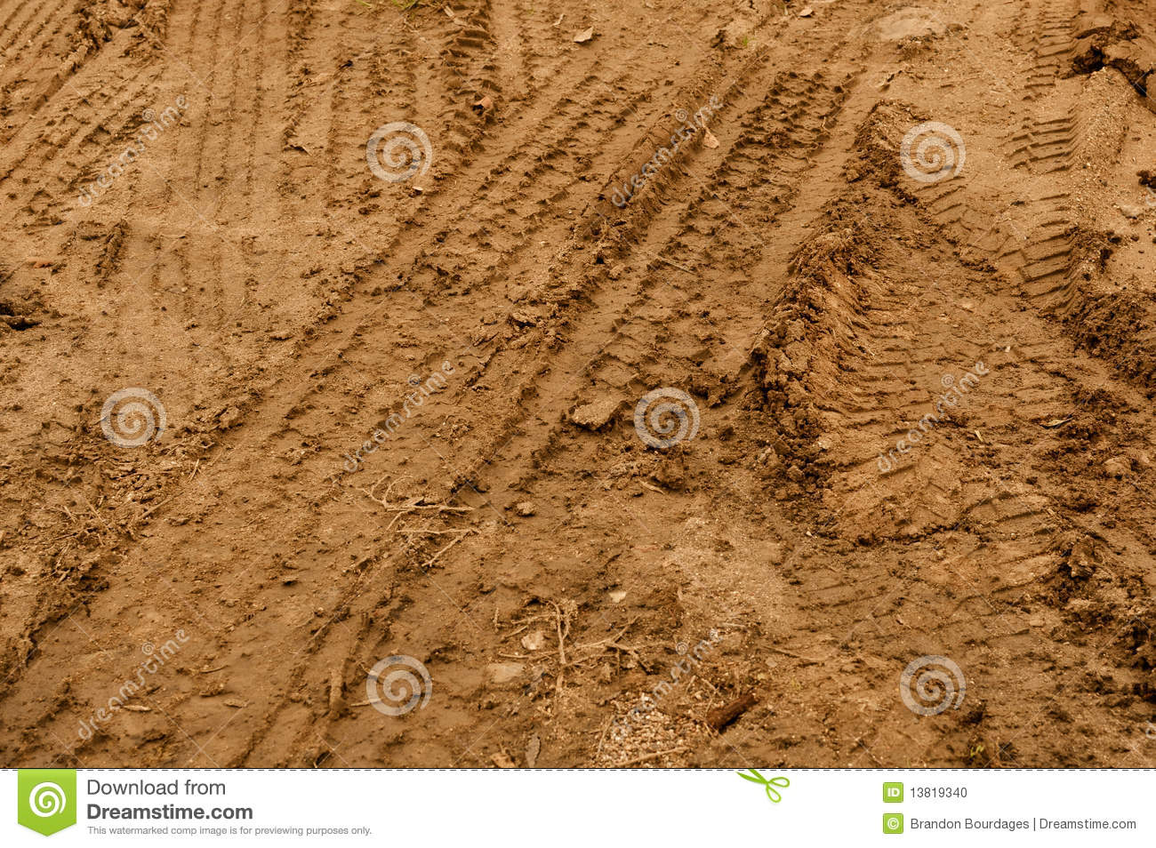 Truck Tire Tracks In Mud Stock Photo   Image  13819340