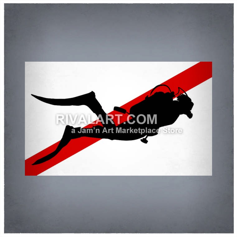 Vector Clipart Of Scuba Diving Flag Design
