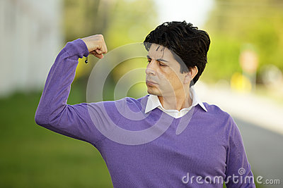 Weak Man Flexing His Muscles Royalty Free Stock Image   Image