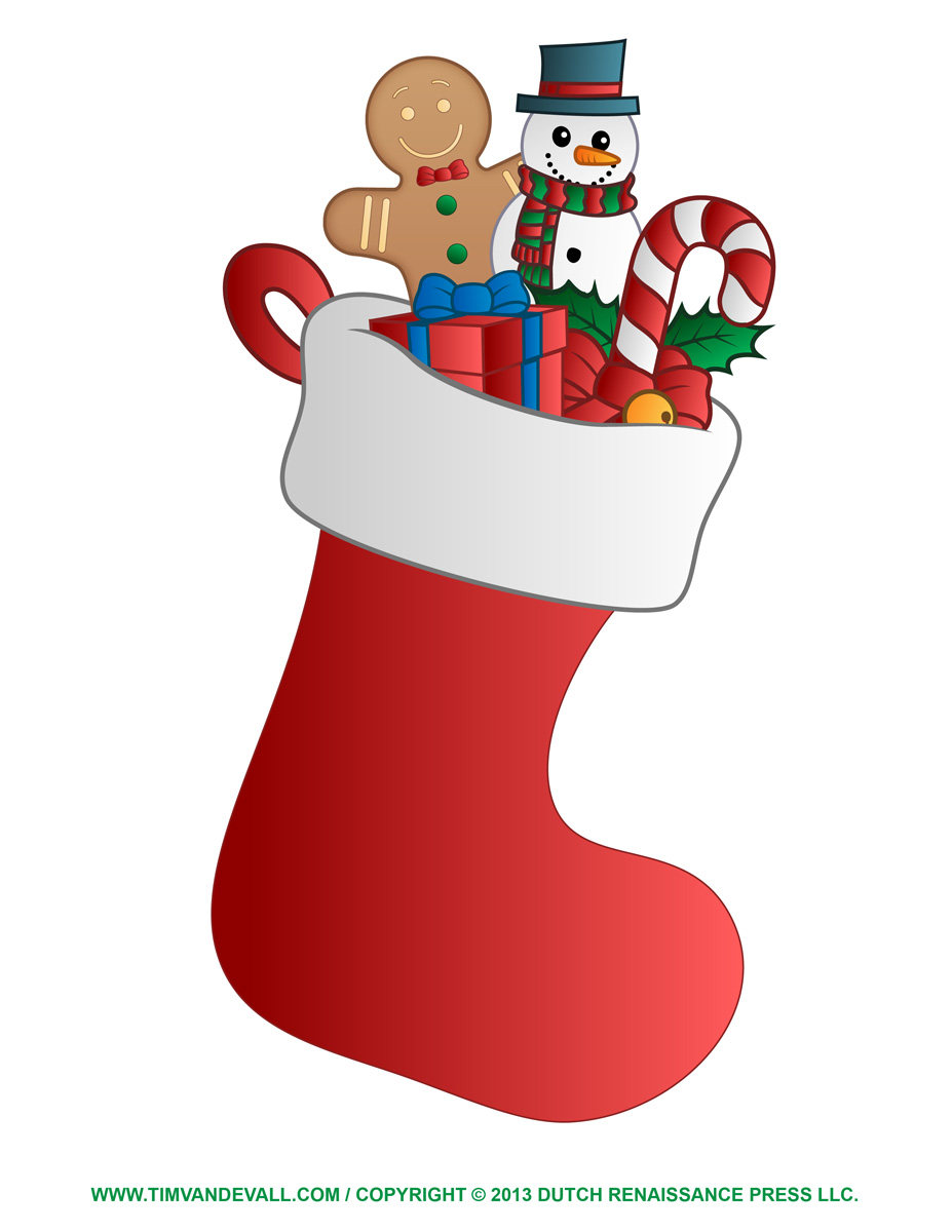 Free Christmas Stocking Template Coloring Page Clipart   Decorations