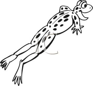 Frog Clipart Black And White A Black And White Cartoon Leaping Frog