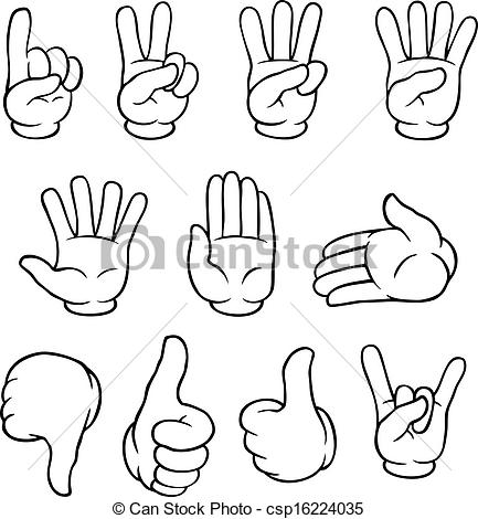 Hands Set   Set Of Black And White    Csp16224035   Search Clip Art