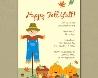 Happy Fall Y All   Fall Festiva L Party Invitation   Personalized Diy