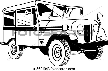 Postal Jeep Voir Clipart Grand Format