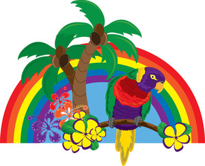 Tropical Clipart Image  Clip Art Illustration Of A Colorful Parrot And