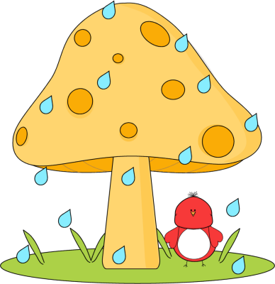 Under Mushroom Hiding From Rain Clip Art Image   Red Bird Hiding Under