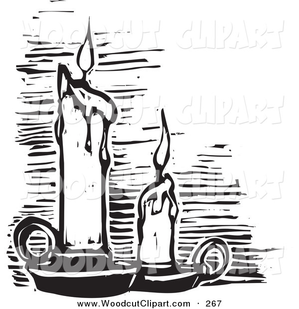 Vector Clip Art Of Black And White Carved Melting Candles On White By