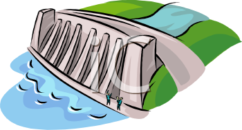 Water Above And Below A Dam   Royalty Free Clip Art Picture