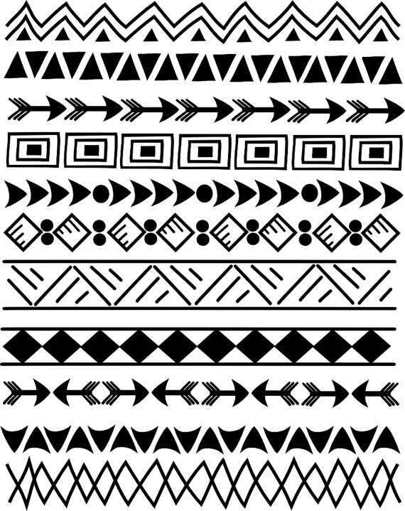 11 Indian Tribal Borders 8 5 Doodle Clip Art Set Creative Clipart
