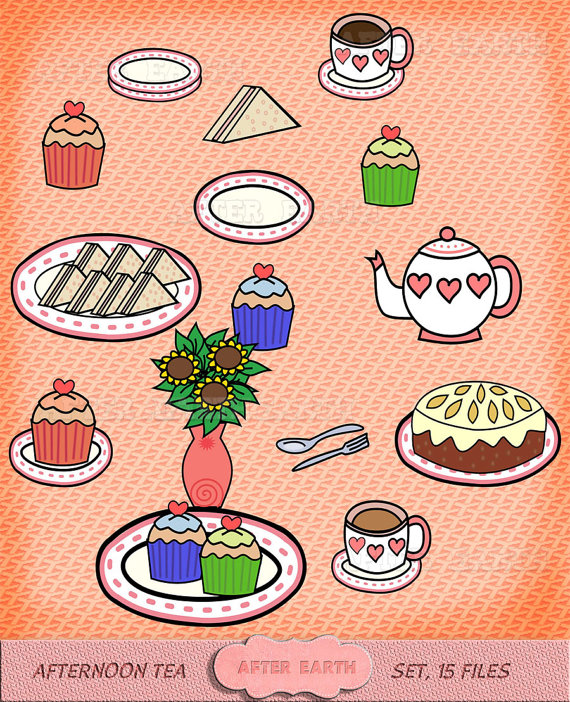 Afternoon Tea Cakes Digital Clipart Set For Personal And Commercial