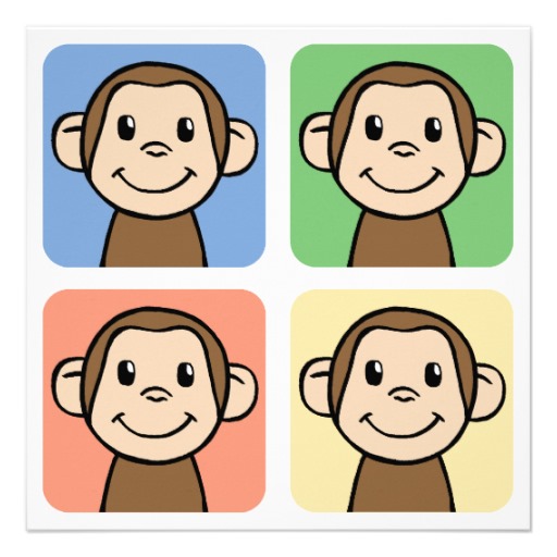 Cartoon Clip Art I Love Monkeys Birthday Party 5 25 Square Invitation    