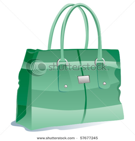 Clip Art Of A Green Striped Womans Handbag Vector Clip Art