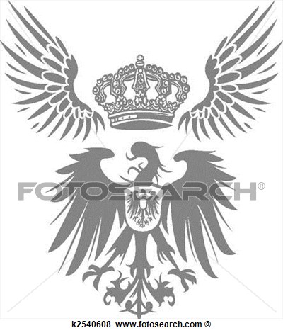 Clip Art Of Eagle Shield With Wing And Crown K2540608   Search Clipart