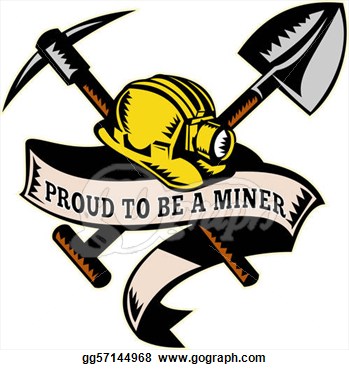 Drawing   Illustration Of A Coal Miner Hardhat Hat Shovel Or Spade