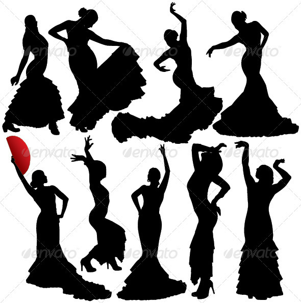 Flamenco Vector Silhouettes   People Characters