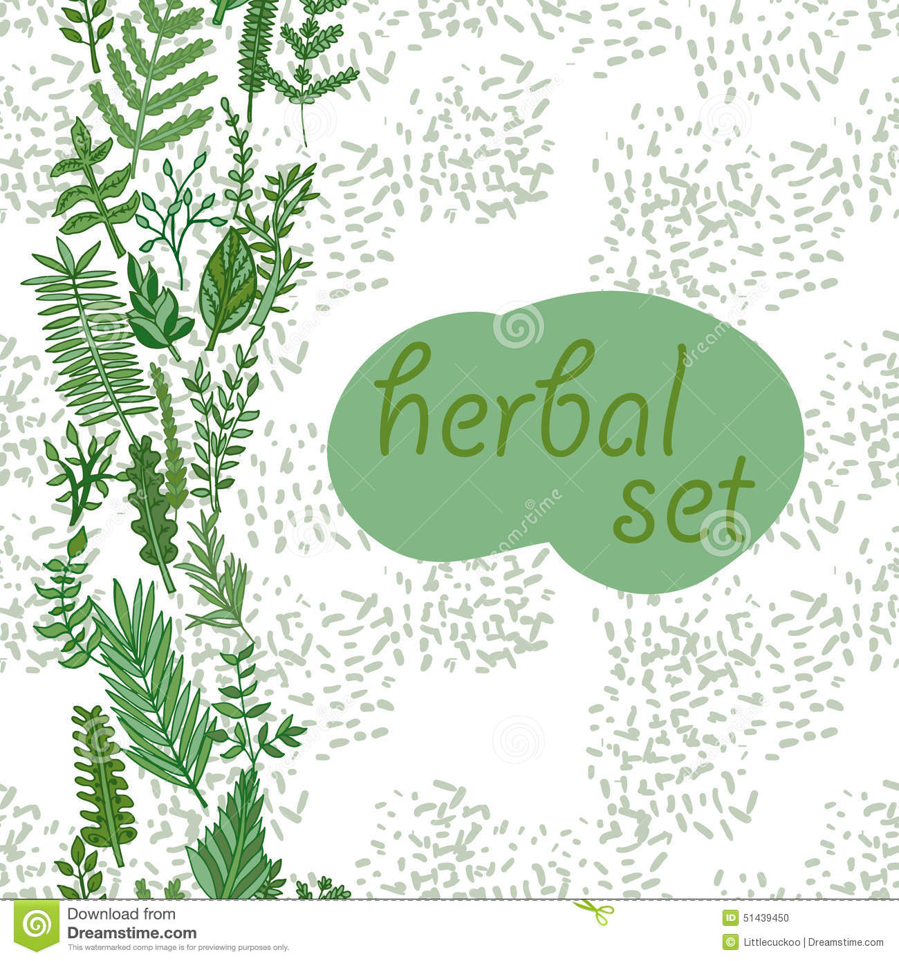 Herbal Border Pattern  Hand Drawn Vector Illustration Stock Vector