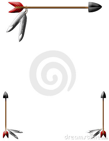Indian Arrow And Feather Border Over White Backgroundillustration
