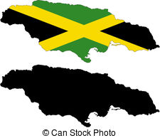 Jamaica   Vector Map And Flag Of Jamaica With White