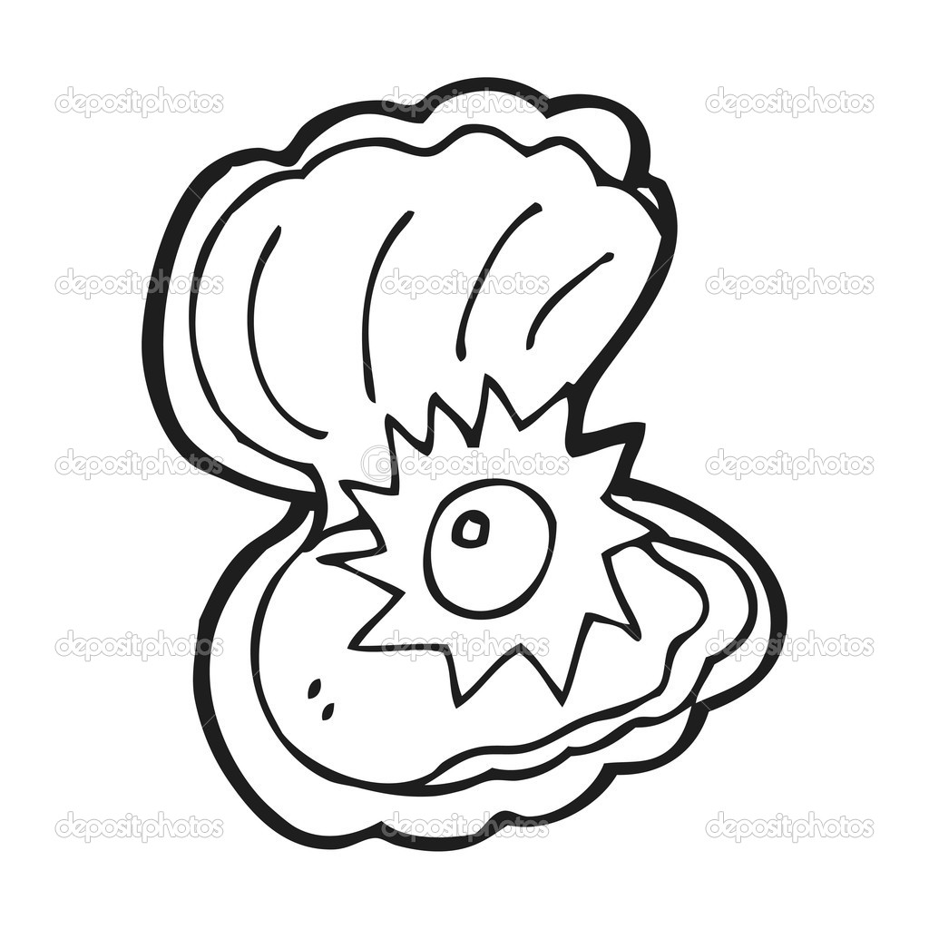Pearl Clam Drawing Cartoon Oyster Shell With