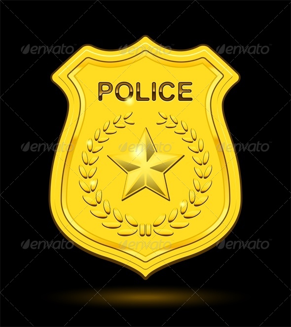 Police Badge Cartoon Gold Police Badge   Objects