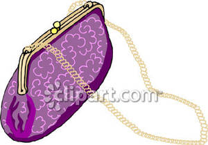 Purple Clutch Coach Bag Royalty Free Clipart Picture