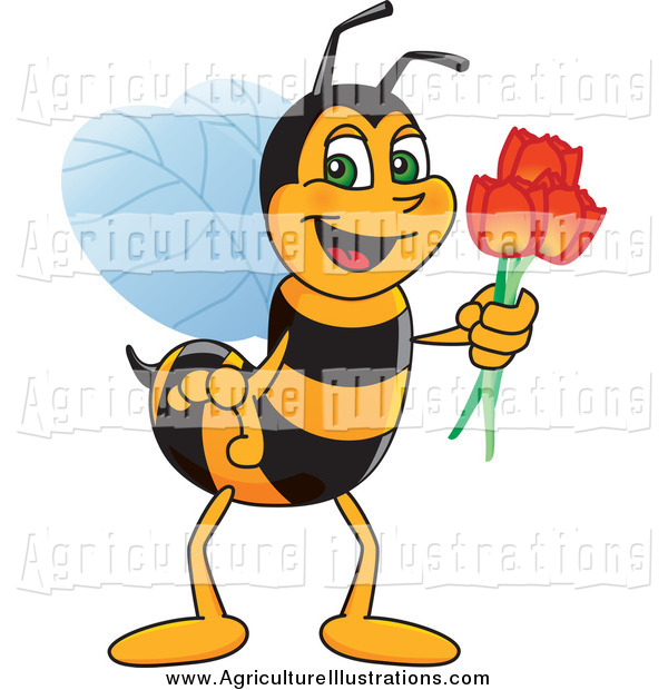 Agriculture Clipart Of A Worker Bee Holding Tulips By Toons4biz    825