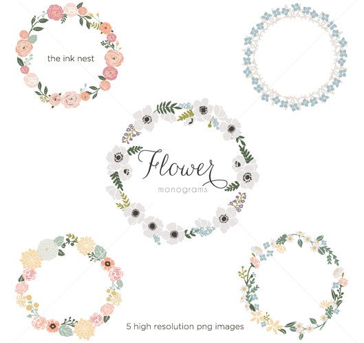 Clip Art   Flower Monograms   For Commercial And Personal Use   800    
