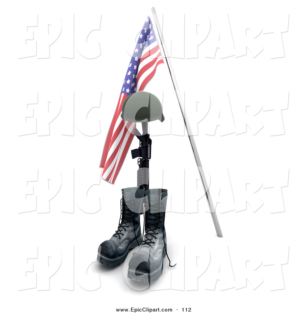 Clip Art Of A Fallen War Hero S Helmet Rifle And Boots Under An