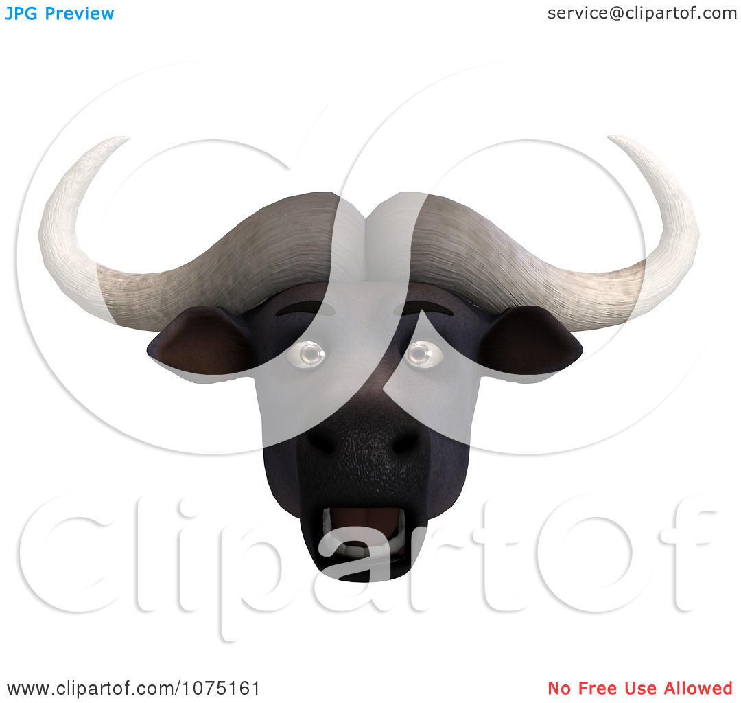 Clipart 3d Shocked Water Buffalo Face   Royalty Free Cgi Illustration