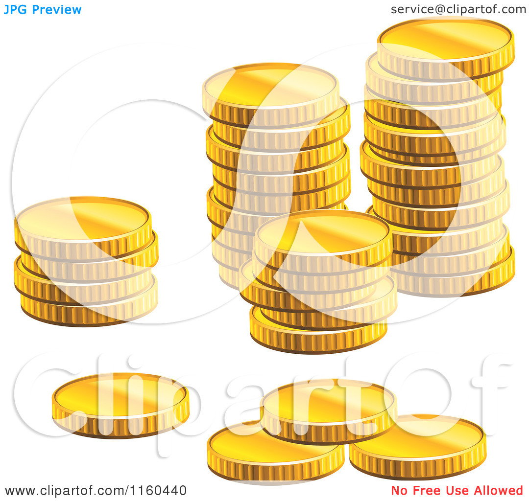 Clipart Of Stacks Of Golden Coins   Royalty Free Vector Illustration