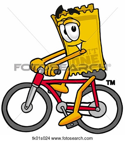 Clipart Of Ticket Riding Bike Tk01s024   Search Clip Art Illustration