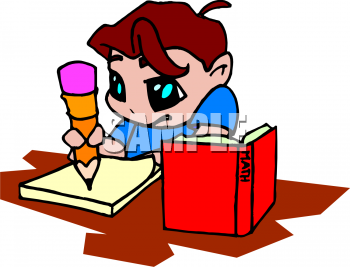 Color Clipart Image Of A Little Boy Doing Math Homework