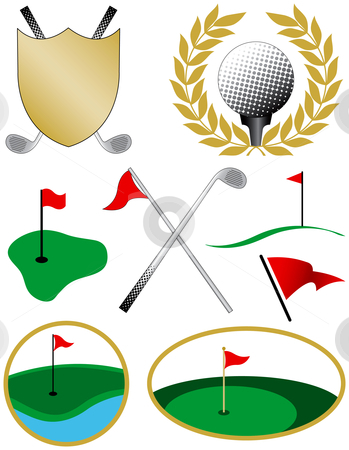 Eight Color Golf Icons Stock Vector Clipart Eight Color Golf Icons    