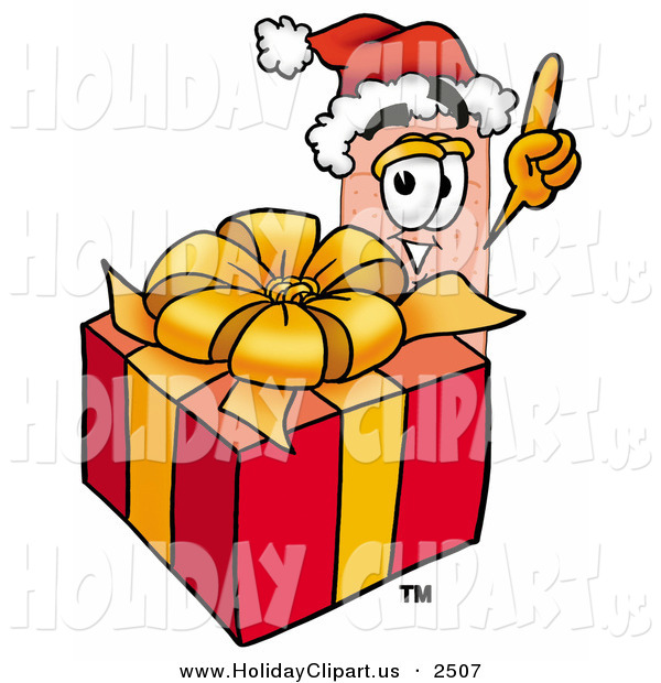 Holiday Clip Art Of A Festive Happy Bandaid Bandage Mascot Cartoon    