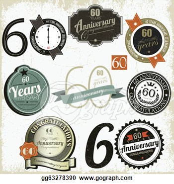 Illustration   60 Years Anniversary Signs Designs   Clipart Gg63278390
