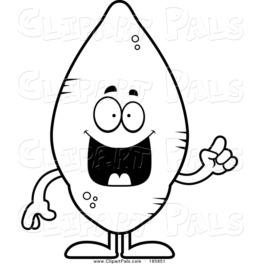 Larger Preview  Pal Clipart Of A Lineart Sweet Potato Mascot With An