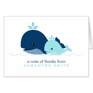 Mom And Baby Whale Baby Shower Blue Card